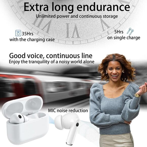 True Wireless Bluetooth 5.3 Earbuds, Noise Cancelling, IPX7 Waterproof, - Picture 6 of 7